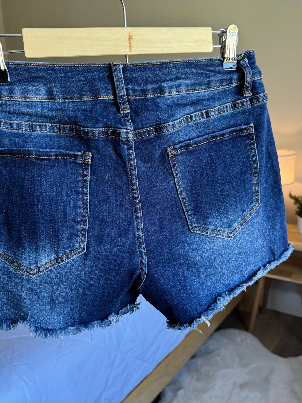 Distressed Denim Shorts - Blue